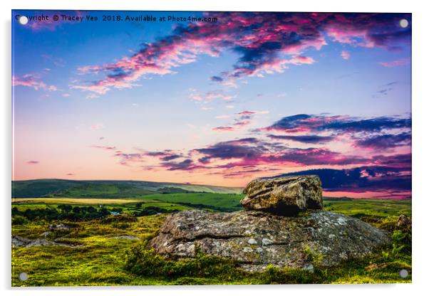  Sunset Over Dartmoor. Acrylic by Tracey Yeo