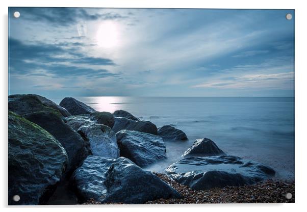 Peaceful Sea Rocks Acrylic by Kevin Browne