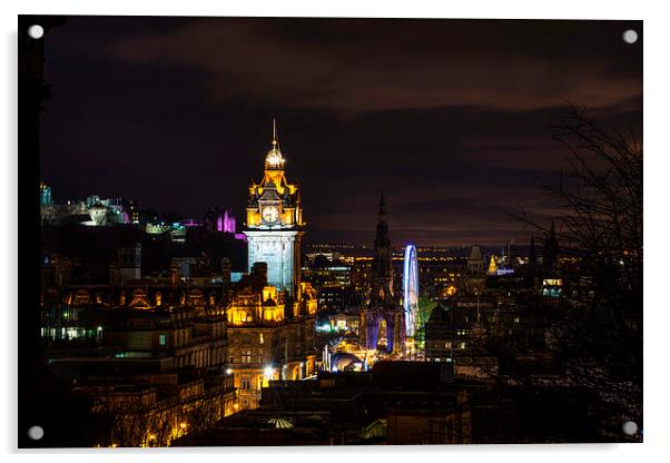 Edinburgh at Christmas Acrylic by Kevin Ainslie