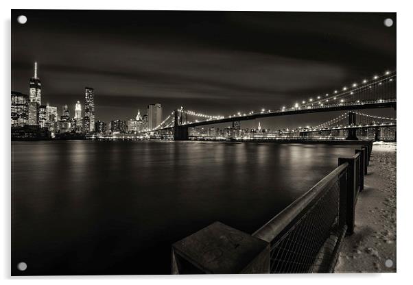 Brooklyn Bridge & Manhattan. Acrylic by Kevin Ainslie
