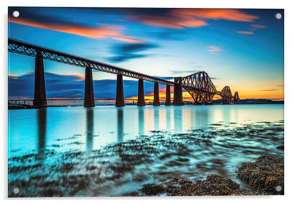  Forth Bridge Sunset Acrylic by Kevin Ainslie