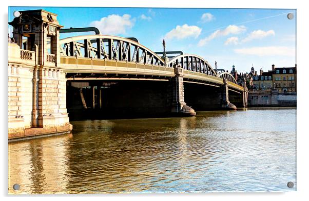 Rochester Bridge, River View. Acrylic by Leonard Lawday