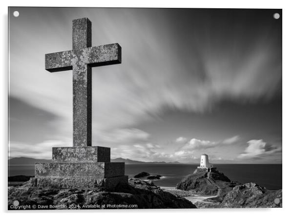 Cross at Twr Mawr Lighthouse Acrylic by Dave Bowman