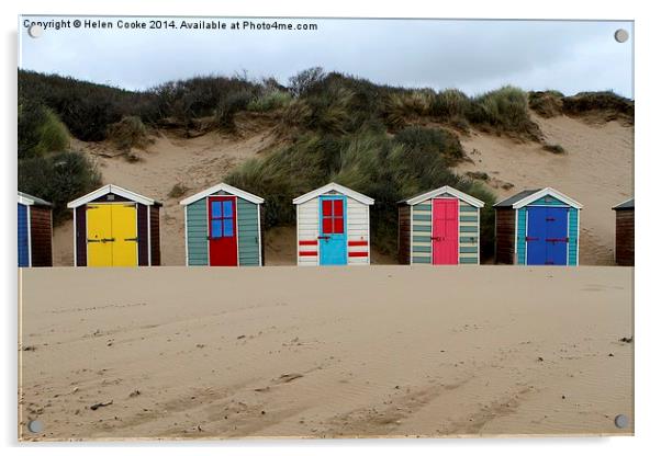 Beach huts at Saunton sands  Acrylic by Helen Cooke