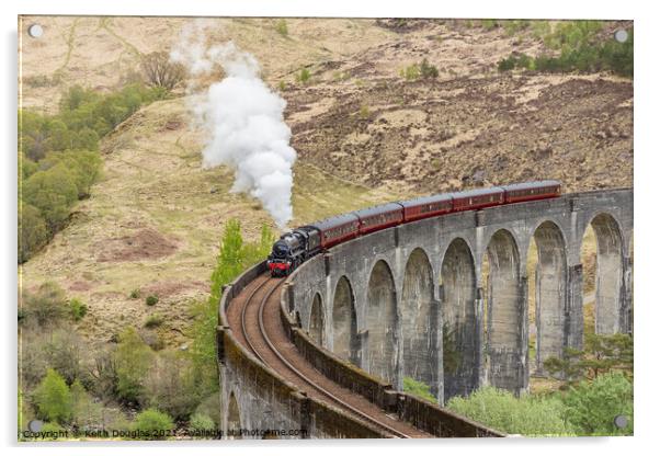 The Jacobite Steam Train on the Glenfinnan Viaduct Acrylic by Keith Douglas