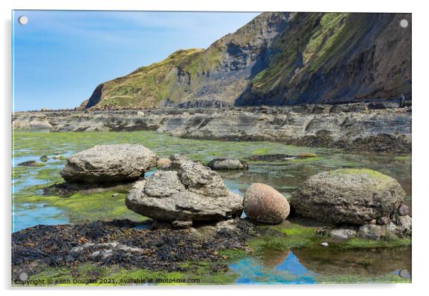Rocks in Robin Hoods Bay, North Yorkshire Acrylic by Keith Douglas