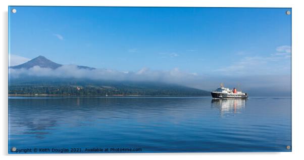 Calmac Ferry heads for Arran Acrylic by Keith Douglas