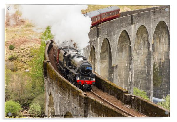 The Jacobite Crosses the Glenfinnan Viaduct Acrylic by Keith Douglas