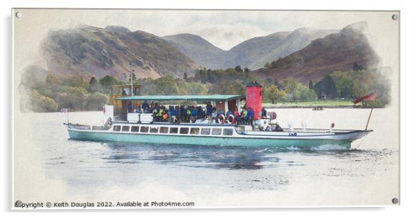 Ullswater Steamer, Raven, on Ullswater Acrylic by Keith Douglas