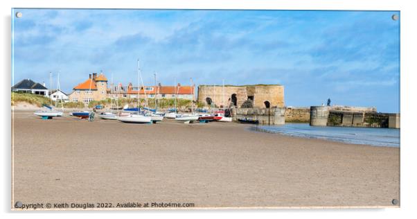 Boats in Beadnell Bay Acrylic by Keith Douglas