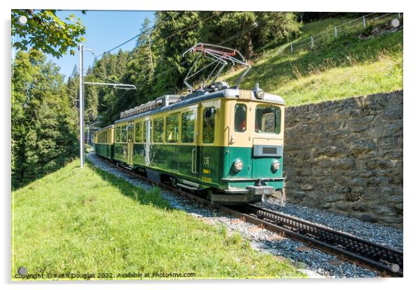 Swiss train at Lauterbrunnen Acrylic by Keith Douglas