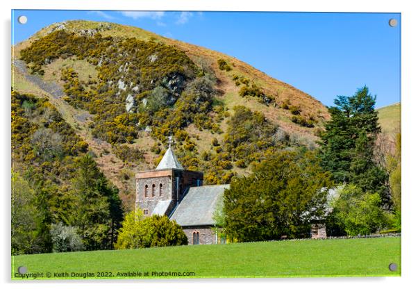 All Saints Church and Priest's Crag, Watermillock, Ullswater Acrylic by Keith Douglas
