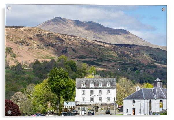 The Killin Hotel and Ben Lawers Acrylic by Keith Douglas