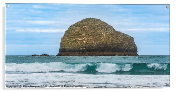 Gull Rock, Trebarwith Strand, Cornwall Acrylic by Keith Douglas
