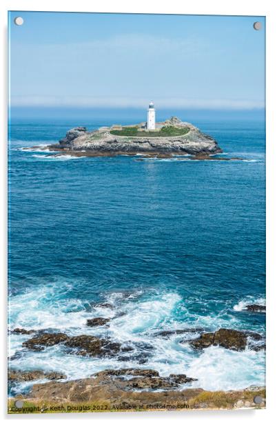 Godrevy Island Lighthouse, Cornwall Acrylic by Keith Douglas