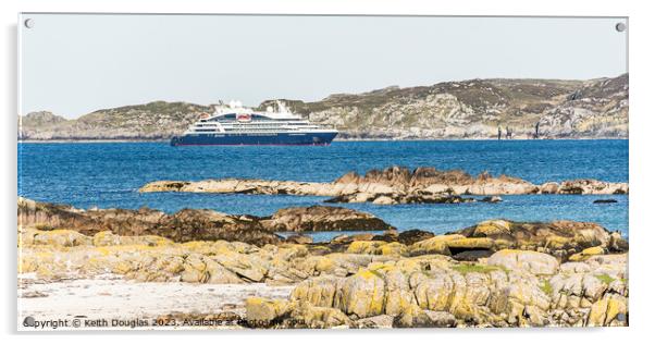 Cruise Ship moored in the Sound of Iona Acrylic by Keith Douglas