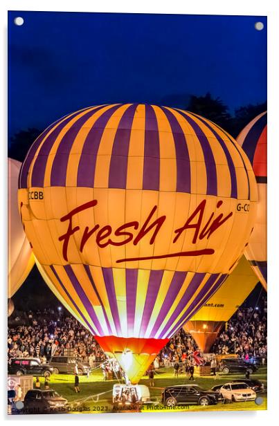 Enchanted Nightglow: Bristol's Air Balloon Fiesta Acrylic by Keith Douglas
