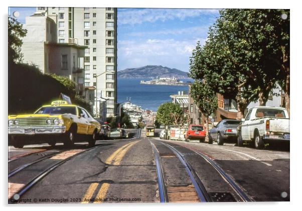 San Francisco and Alcatraz 1979 Acrylic by Keith Douglas