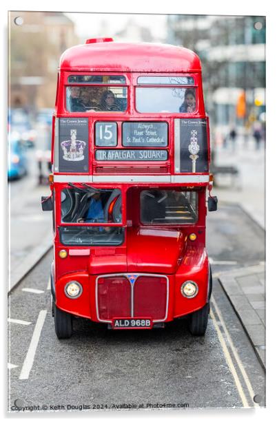 Red Bus to Trafalgar Square Acrylic by Keith Douglas