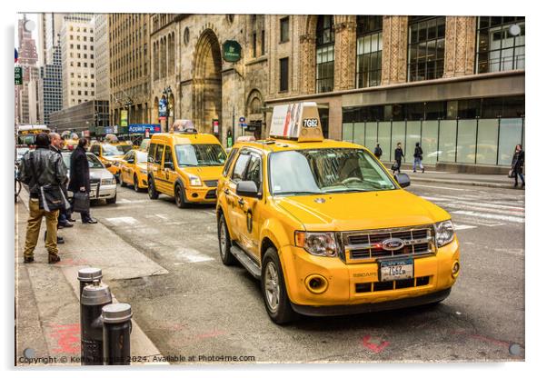 Yellow taxis in New York City  Acrylic by Keith Douglas