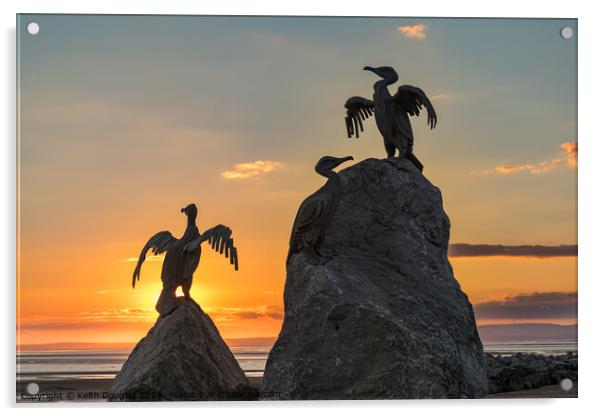 Bird Sculpture, Morecambe, at Sunset Acrylic by Keith Douglas