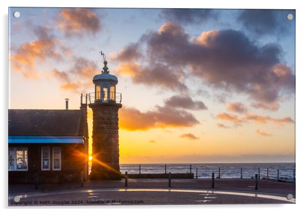 Morecambe Stone Jetty and Lighthouse at Sunset Acrylic by Keith Douglas