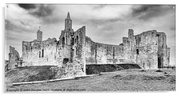 Warkworth Castle in Northumberland (B/W) Acrylic by Keith Douglas