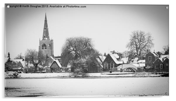 Godmanchester in the snow Acrylic by Keith Douglas