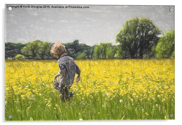 Running through fields of gold Acrylic by Keith Douglas