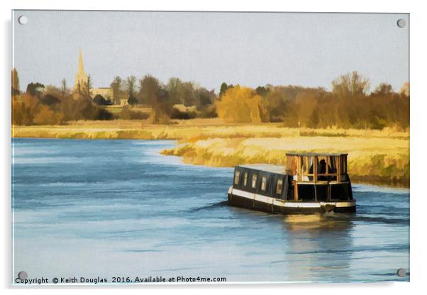 Fenland River Boat Acrylic by Keith Douglas