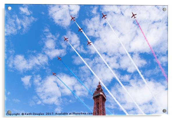Red Arrows over Blackpool Tower Acrylic by Keith Douglas