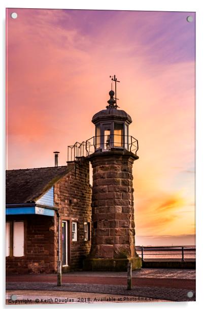 Morecambe Lighthouse at Sunset Acrylic by Keith Douglas