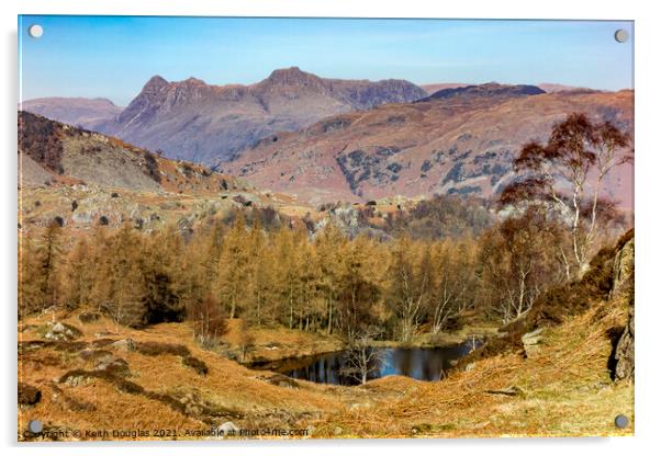 Langdale Pikes from Holme Fell Acrylic by Keith Douglas