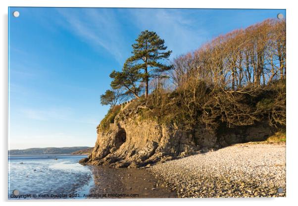 Silverdale sea cliff, cave and cove Acrylic by Keith Douglas