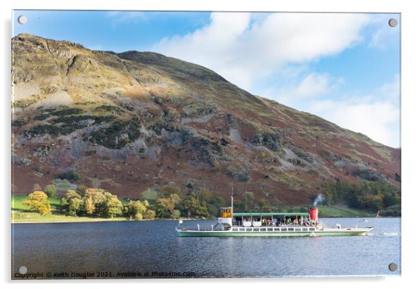 Ullswater Steamer in the Lake District Acrylic by Keith Douglas