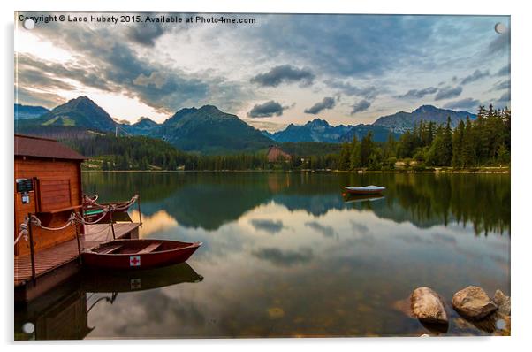 Strbske Pleso reflection Acrylic by Laco Hubaty