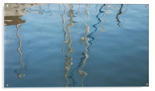 Yacht masts reflected Acrylic by Maggie Railton
