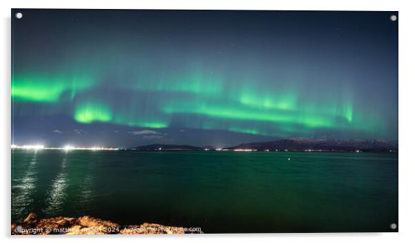 Northern lights Reykjavik  Acrylic by matthew  mallett