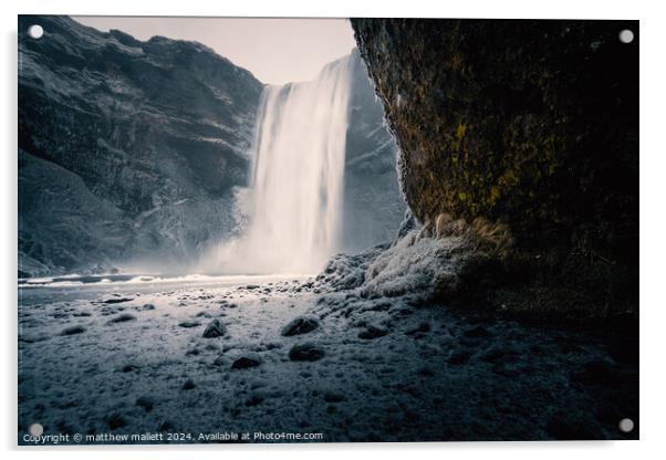 Skogafoss Waterfall Iceland Acrylic by matthew  mallett
