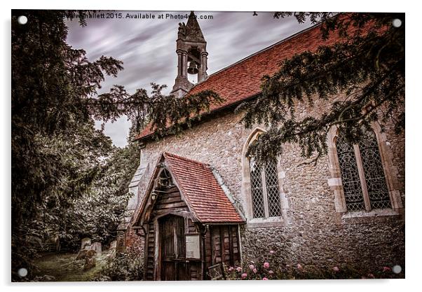  Beaumont Church Behind The Trees Acrylic by matthew  mallett