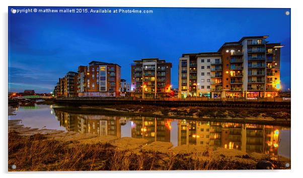  Hythe Quay Dusk View in Colchester 3 Acrylic by matthew  mallett