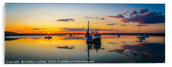 Titchmarsh Marina Essex April 2016 Sunset 1 Acrylic by matthew  mallett