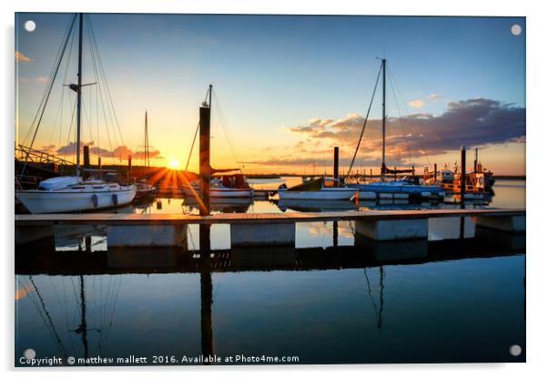 Titchmarsh Marina Jetty Sunset View Acrylic by matthew  mallett