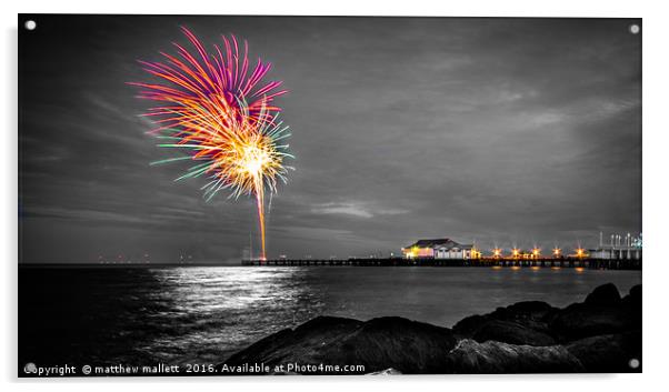 Clacton Pier Firework Colour Acrylic by matthew  mallett