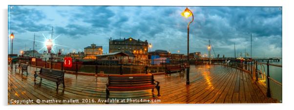 Halfpenny Pier Harwich Twilight Panoramic Acrylic by matthew  mallett
