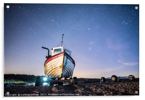 Shooting Stars and Orion Over Weybourne Beach Acrylic by matthew  mallett
