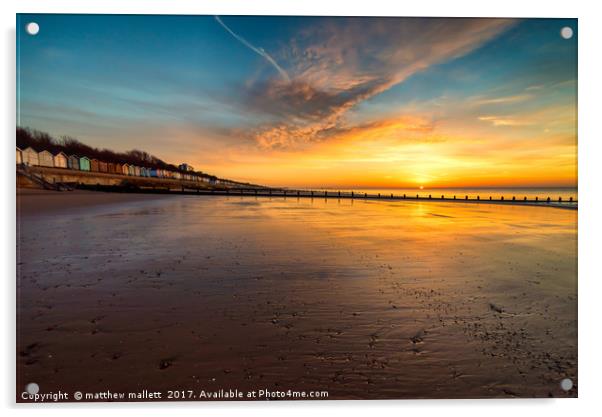 Sunrise On Frinton Beach  Acrylic by matthew  mallett