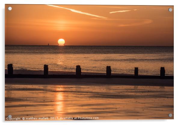 Melting Sunrise Off Frinton Coast Acrylic by matthew  mallett