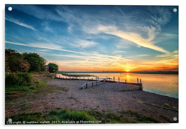 May Sunset Over Landermere Essex Acrylic by matthew  mallett