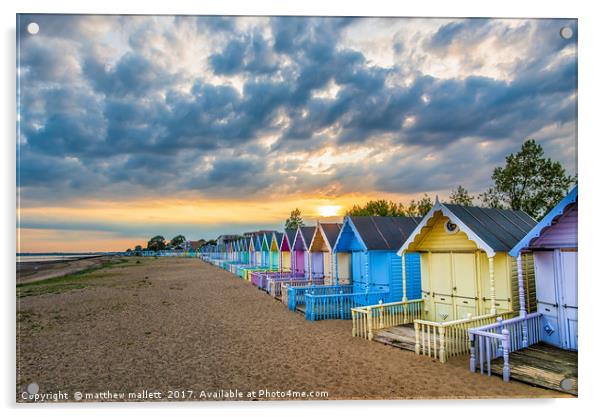 Beach Hut Colour Of Mersea Island Acrylic by matthew  mallett